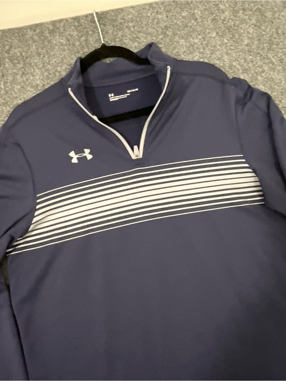 Under Armour Navy Half-Zip Performance Pullover with White Stripe